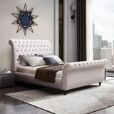 Elsa Queen Size Velvet Sleigh Bedframe