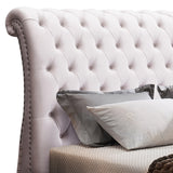Elsa Queen Size Velvet Sleigh Bedframe