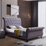 Elsa Velvet Upholstered Queen Sleigh Bedframe