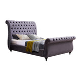 Elsa Velvet Upholstered Queen Sleigh Bedframe