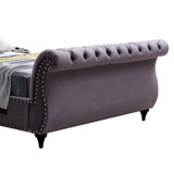 Elsa Velvet Upholstered Queen Sleigh Bedframe