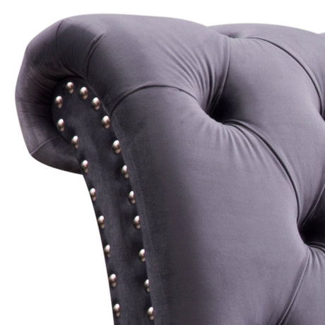 Elsa Velvet Upholstered Queen Sleigh Bedframe