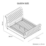 Elsa Velvet Upholstered Queen Sleigh Bedframe