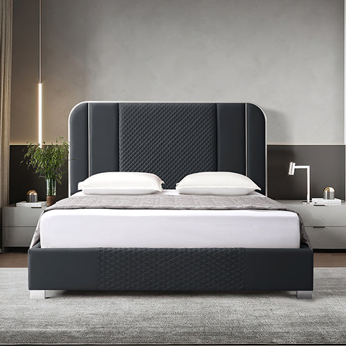 Tivoli Black Queen bed frame in a modern bedroom