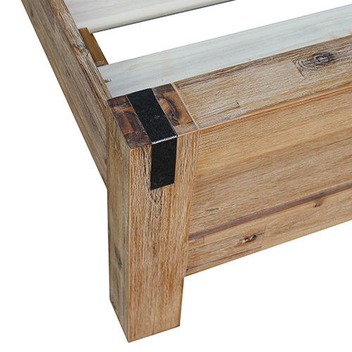Nowra king acacia bed frame from foot end showing full proportions — Allure Home Collections