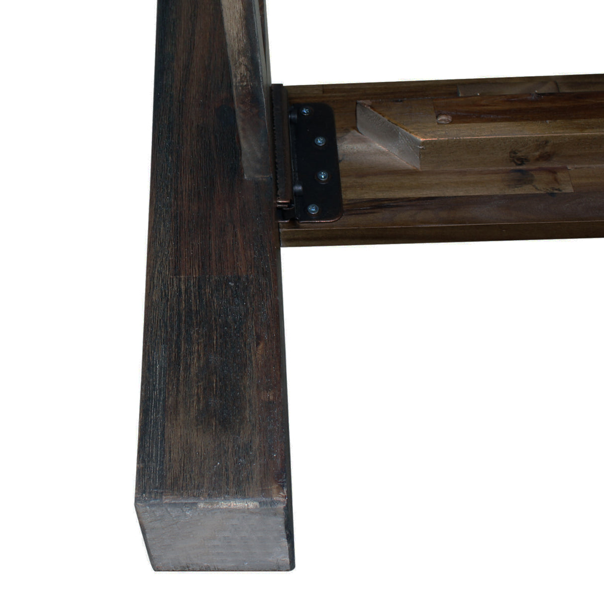 Nowra queen chocolate acacia bed frame detail showing acacia wood grain — Allure Home Collections
