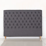 Bed Head Queen Size French Provincial Headboard Upholsterd Fabric Charcoal