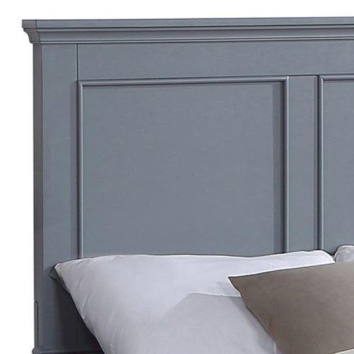 Spencer king grey pine bed frame side view showing headboard and footboard — Allure Home Collections