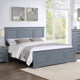 Spencer queen bed frame in solid pine with grey finish — full front view — Allure Home Collections