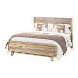 Queen antique solid wood bed frame side profile showing elevated wooden legs — Allure Home Collections