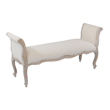Lille Vintage White Washed Oak Bench Chair