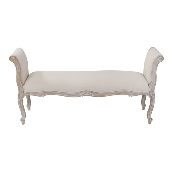 Lille Vintage White Washed Oak Bench Chair