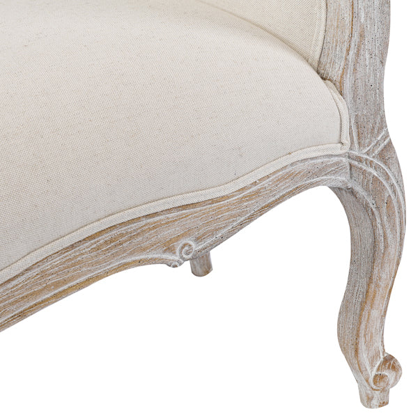 Lille Vintage White Washed Oak Bench Chair