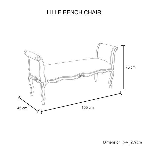 Lille Vintage White Washed Oak Bench Chair