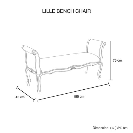 Lille Vintage White Washed Oak Bench Chair