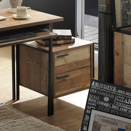 Bedside Table with 2 Drawers in Oak — Particle Board Construction — Allure Home Collections
