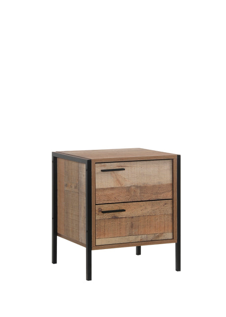 Bedside Table with 2 Drawers in Oak — Particle Board Construction — Allure Home Collections