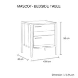 Bedside Table with 2 Drawers in Oak — Particle Board Construction — Allure Home Collections