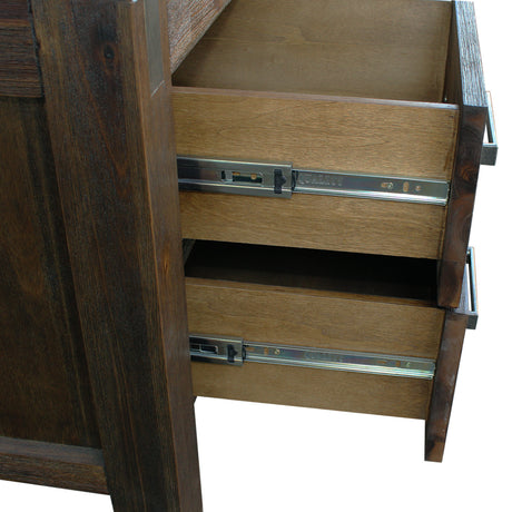 Solid Acacia Bedside Table with 2 Drawers — Metal Wire-Brushed Finish — Allure Home Collections