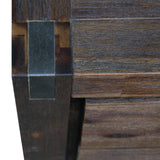 Solid Acacia Bedside Table with 2 Drawers — Metal Wire-Brushed Finish — Allure Home Collections
