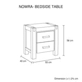 Solid Acacia Bedside Table with 2 Drawers — Metal Wire-Brushed Finish — Allure Home Collections