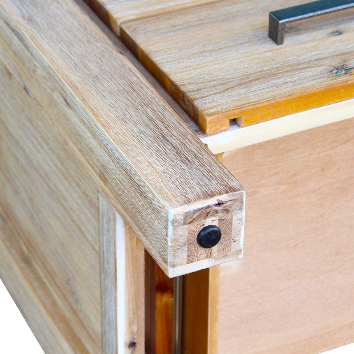 Solid Acacia Bedside Table with 2 Drawers — Metal Wire-Brushed Finish — Allure Home Collections