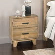 Woodland Solid Pine-Plywood Bedside Table with 2 Drawers — Light Brown — Allure Home Collections