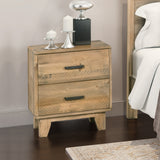 Woodland Solid Pine-Plywood Bedside Table with 2 Drawers — Light Brown — Allure Home Collections