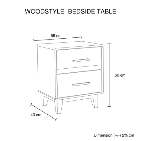 Bedside Table 2 drawers Night Stand Solid Wood Storage Light Brown Colour