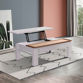 Wallan white ash high gloss MDF coffee table in a modern living room