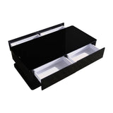 High-Gloss Coffee Table with 4 Drawers and Tempered Glass Top — White and Black — Allure Home Collections