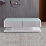 Wattle Glen white glass and high gloss coffee table in a modern living room