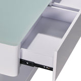 High-Gloss Coffee Table with 4 Drawers and Tempered Glass Top — White and Black — Allure Home Collections
