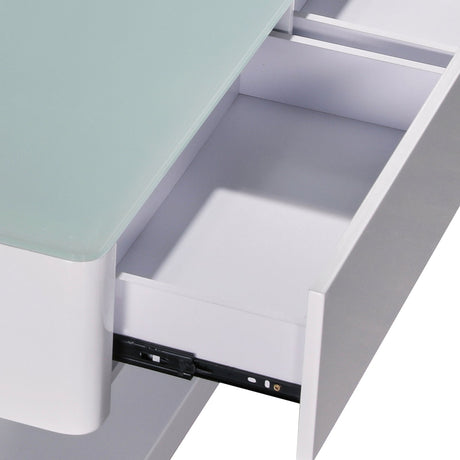 High-Gloss Coffee Table with 4 Drawers and Tempered Glass Top — White and Black — Allure Home Collections