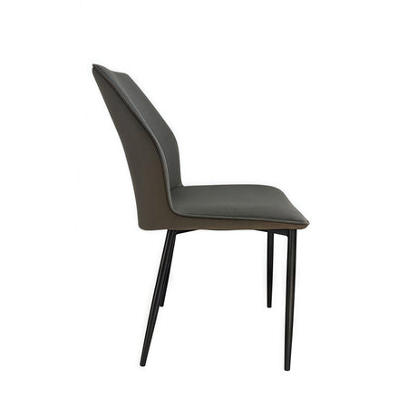 Billy Brown Faux Leather Dining Chairs with Powder-Coated Iron Legs — Set of 6 — Allure Home Collections