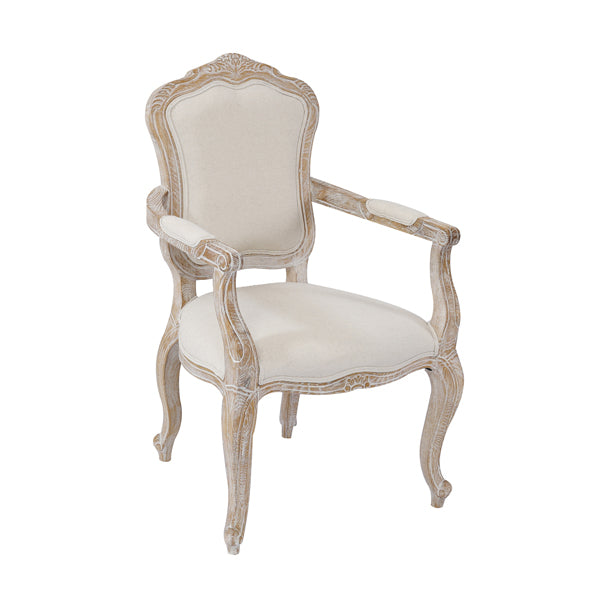 White Washed Oak Wood Dining Armchair Set