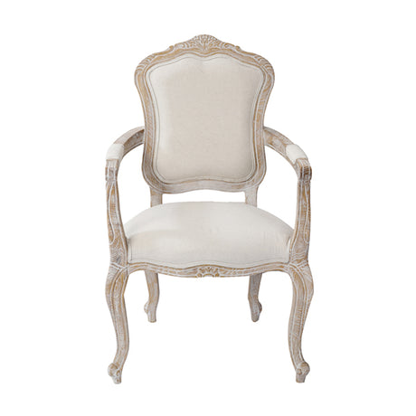 White Washed Oak Wood Dining Armchair Set