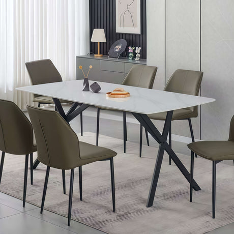 Hoyleton rectangular dining table in white sintered stone