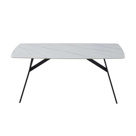 Hoyleton rectangular dining table in white sintered stone