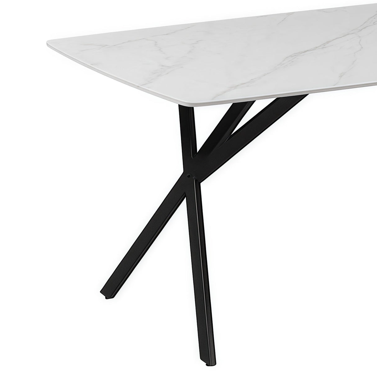Hoyleton rectangular dining table in white sintered stone