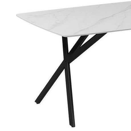 Hoyleton rectangular dining table in white sintered stone