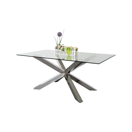 Watervale Rectangular Glass Dining Table, Silver 180cm