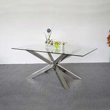 Watervale Rectangular Glass Dining Table, Silver 180cm
