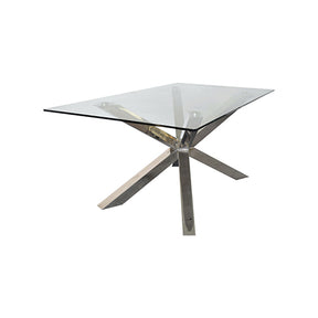 Watervale Rectangular Glass Dining Table, Silver 180cm