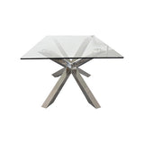 Watervale Rectangular Glass Dining Table, Silver 180cm