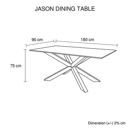 Watervale Rectangular Glass Dining Table, Silver 180cm