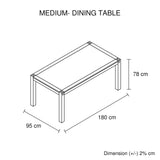 Chocolate Solid Acacia Wooden Dining Table 180cm