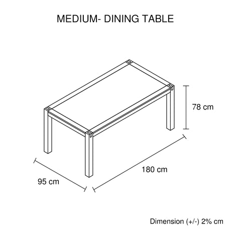 Chocolate Solid Acacia Wooden Dining Table 180cm