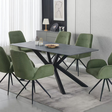 Undalya rectangular dining table in green sintered stone