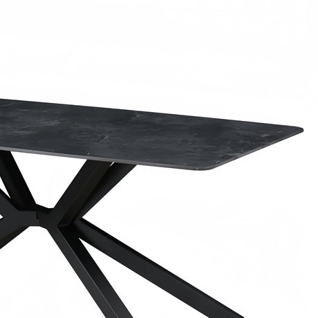 Undalya rectangular dining table in green sintered stone